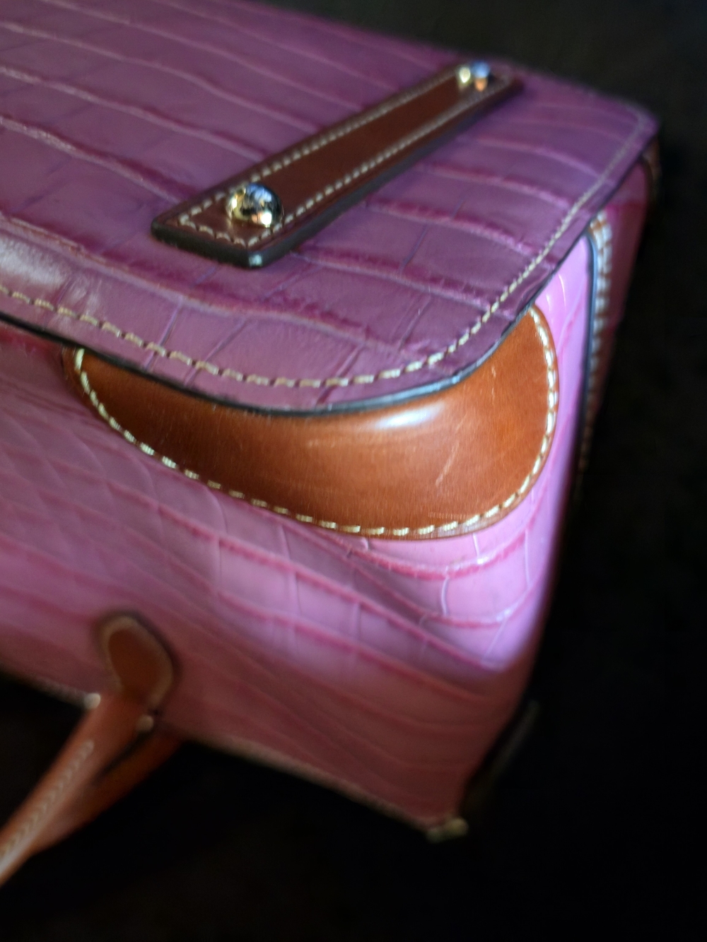 Dooney & Bourke Pink Croc-Embossed Satchel - Picture 5 of 7